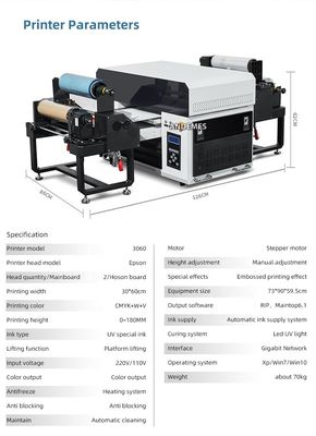 Impressora UV cinza 3060 de rolos a rolos e de tela plana Impressão de dimensão A2 XP600