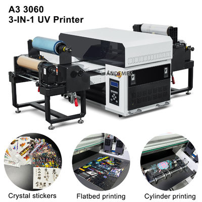 3060 Impressora UV A3 Rolo a Rolo 3 em 1 Impressora UV e Caixa de Impressão XP600 Garrafas de Cabeça Dupla Impressora UV