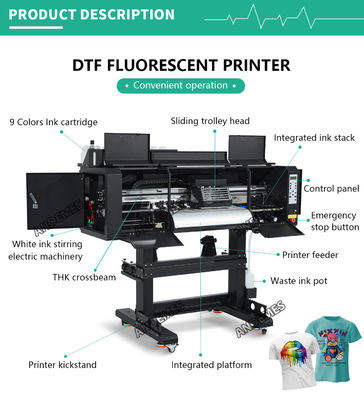 A1 60cm Dtf Printer Roll To Roll Machine All In One Modelo Circulação de tinta branca