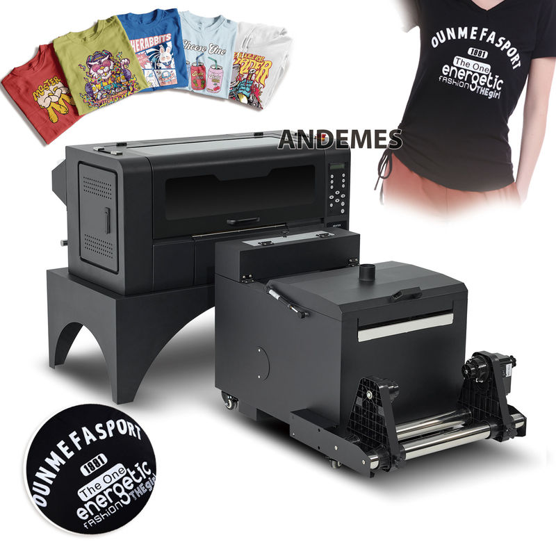 Máquina de impressão de camisetas multicolor com sistema de circulação de pó e coletor de tinta