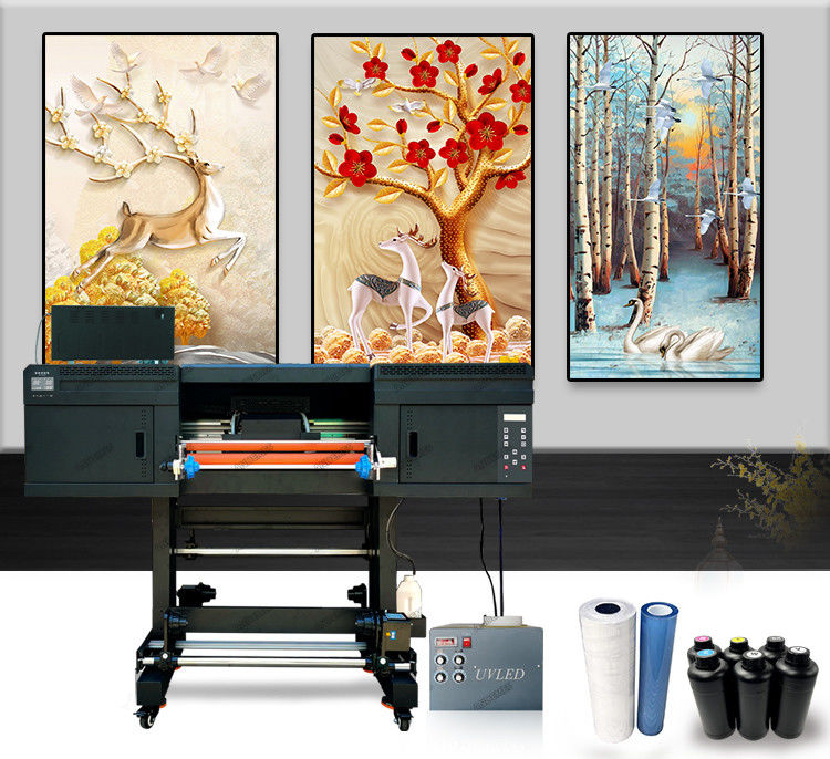 A1 Impressora UV Dtf de 60 cm CMYK + Tinta de Verniz Branco