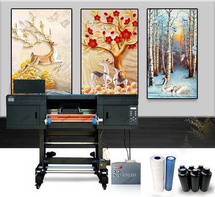 A1 Impressora UV Dtf de 60 cm CMYK + Tinta de Verniz Branco